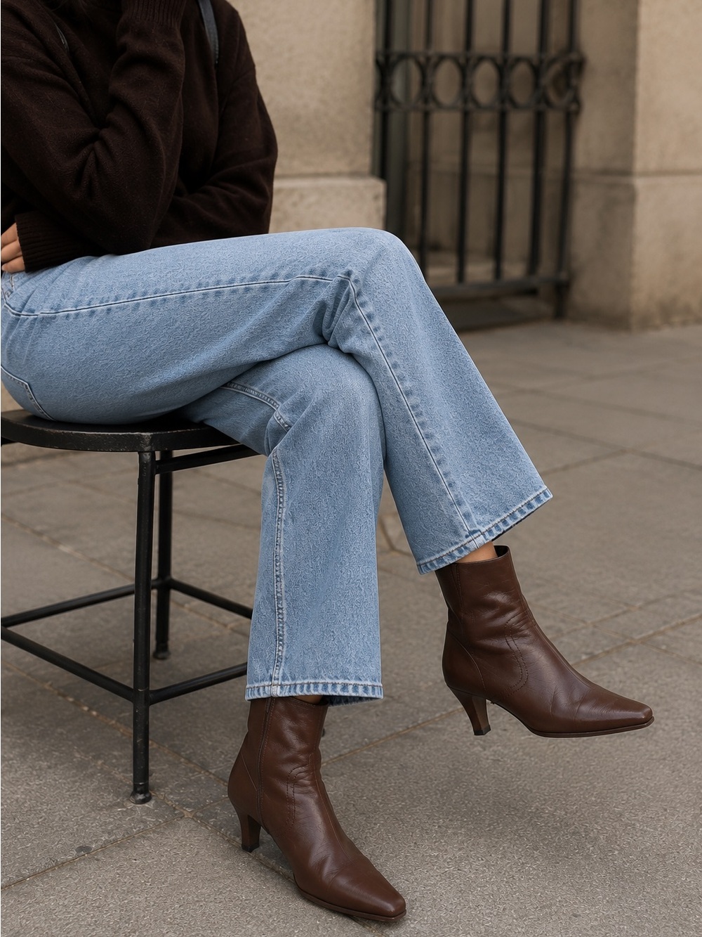 Coach Burgundy Pointed-Toe Leather Ankle Booties